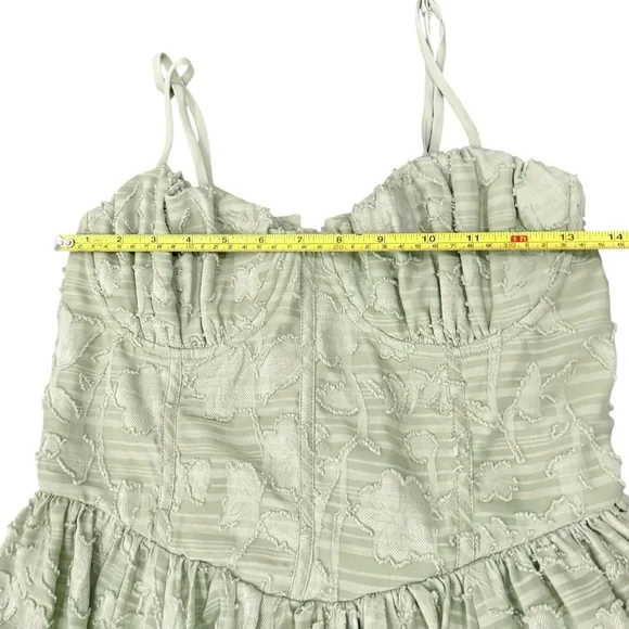 Jessica Simpson Corset Dress, Light Sage Green Textured, Lined,spaghetti strap - Picture 9 of 11